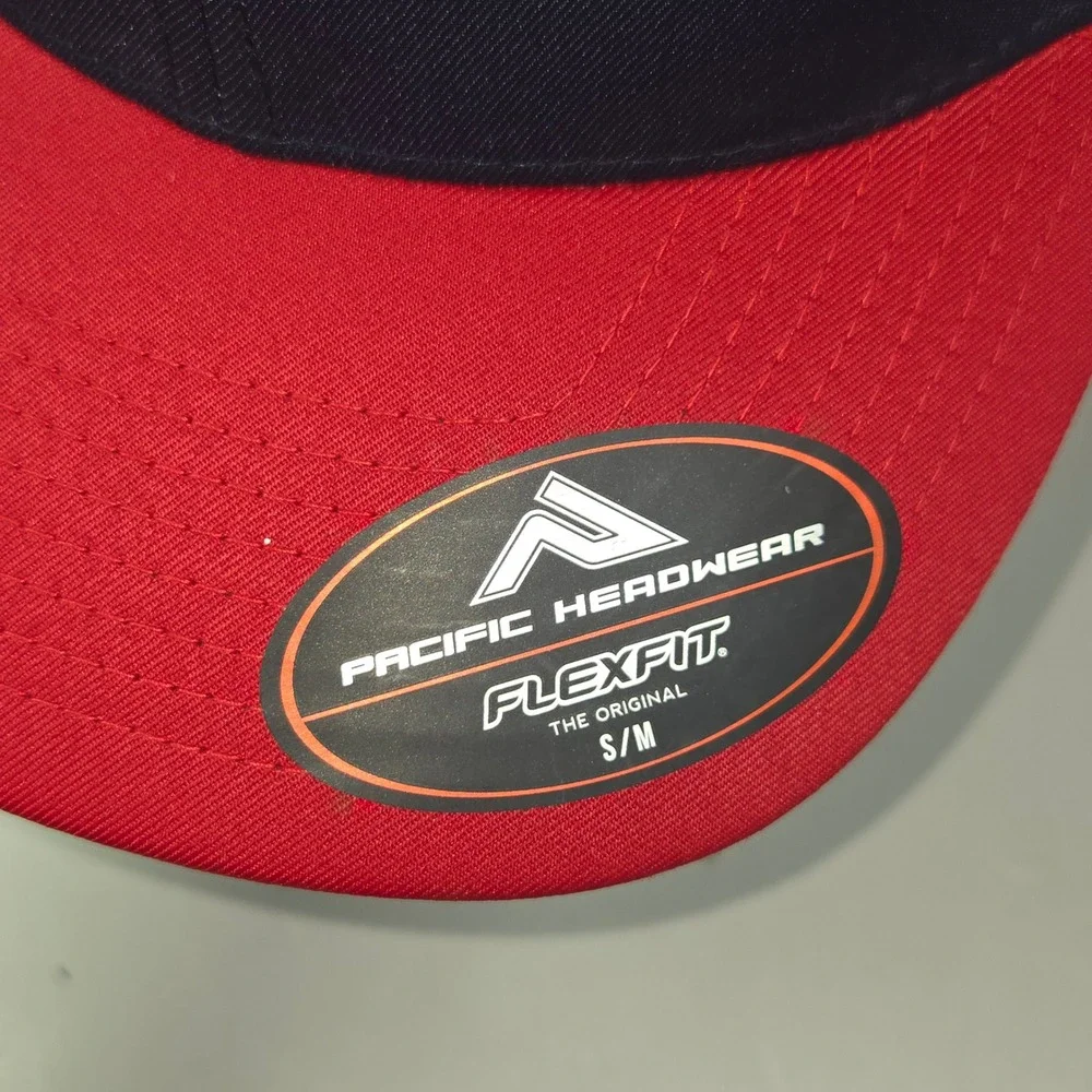 Pacific Headwear Flexfit 474F Navy Red Baseball Cap SM MD